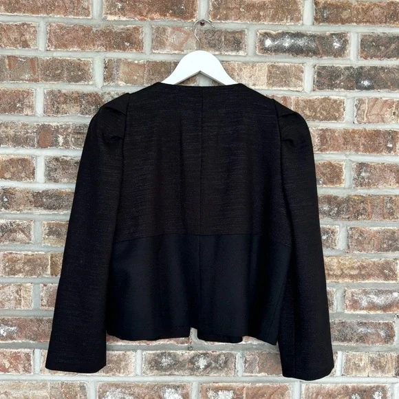 Club Monaco Black Cropped Shimmer Wool Jacket Size 8 Medium - Picture 5 of 6